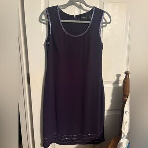 Liz Claiborne Eggplant Midi Dress with Shimmer Trim